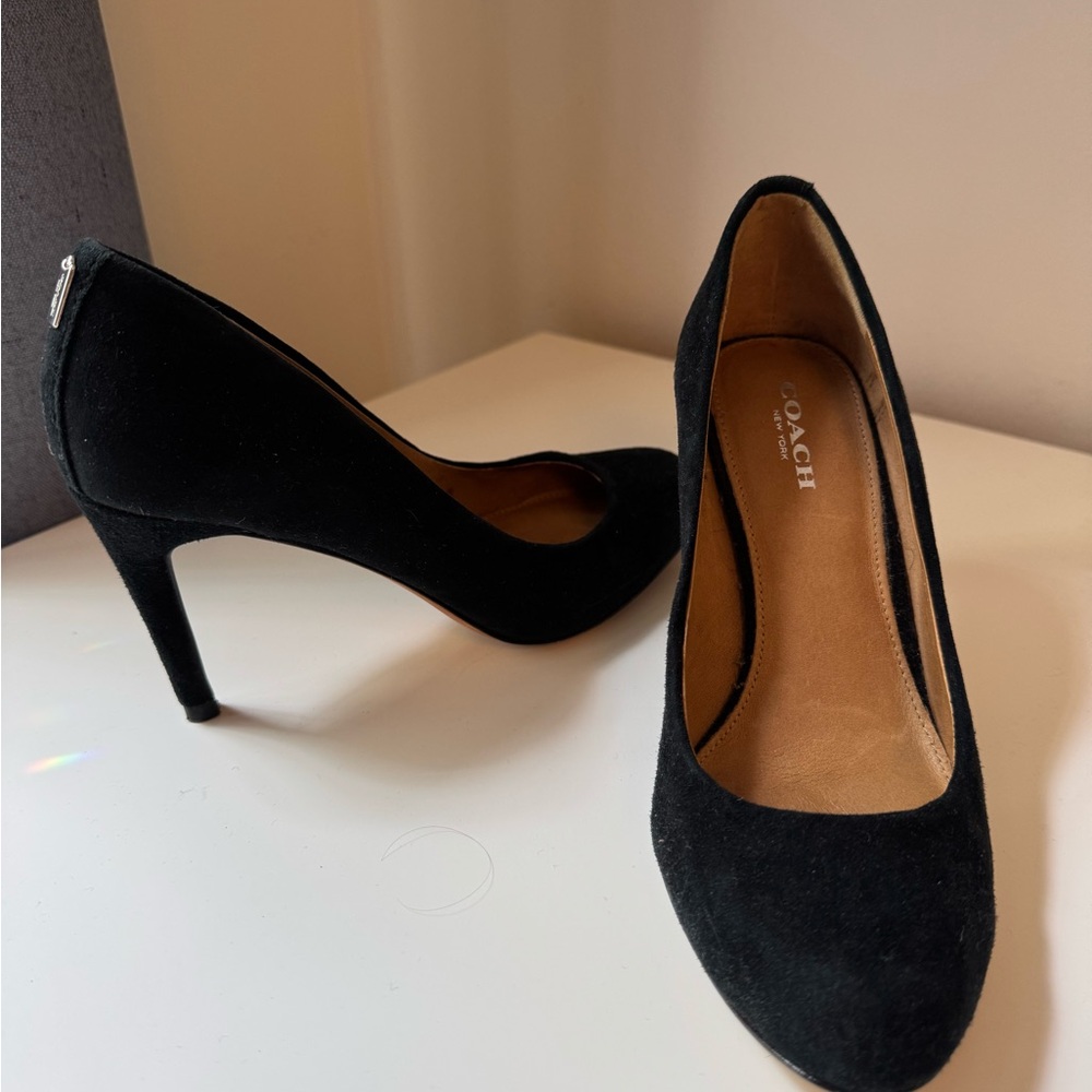 Coach Black Heels Classic Suede Pumps